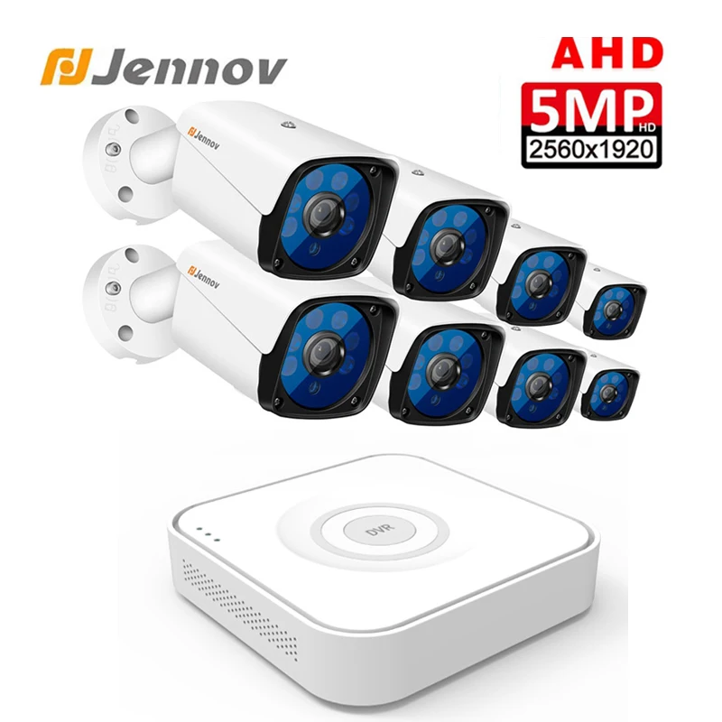 Камера видеонаблюдения Jennov HD 5 Мп H.264 + 8 камер s комплект для наружного AHD DVR