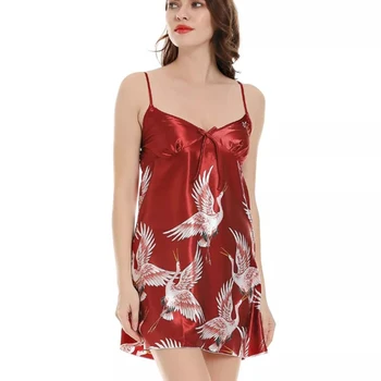 

Women's Sexy Lingerie Silk Nightgown Summer Dress print Night Dress Sleepwear Babydoll Nightie Satin Homewear Nightwear women
