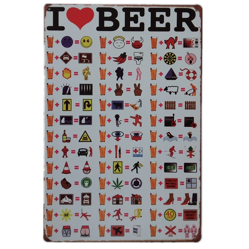 

I Love Beer Wine Vintage Metal Poster Tin Signs Whiskey Wall Poster Pub Bar Decoration Retro Art Plate 20x30cm