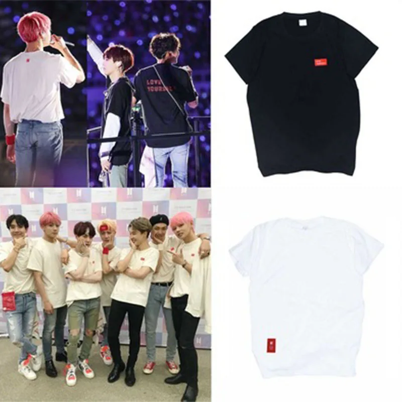 

Creative KPOP Bangtan Boys Printing Red Love Yourself JIMIN SUGA JIN JUNKOOK Short Sleeve T-shirt for Unisex LJ521