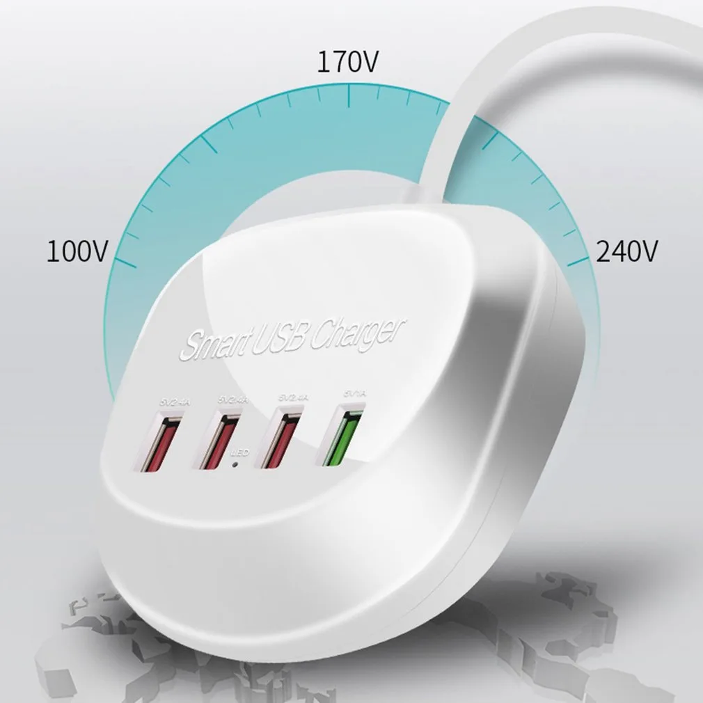 4-Port USB 20W Multi-port Charger Travel Charger With Its Own Line For Business Trip USB Power Strip 2.4A