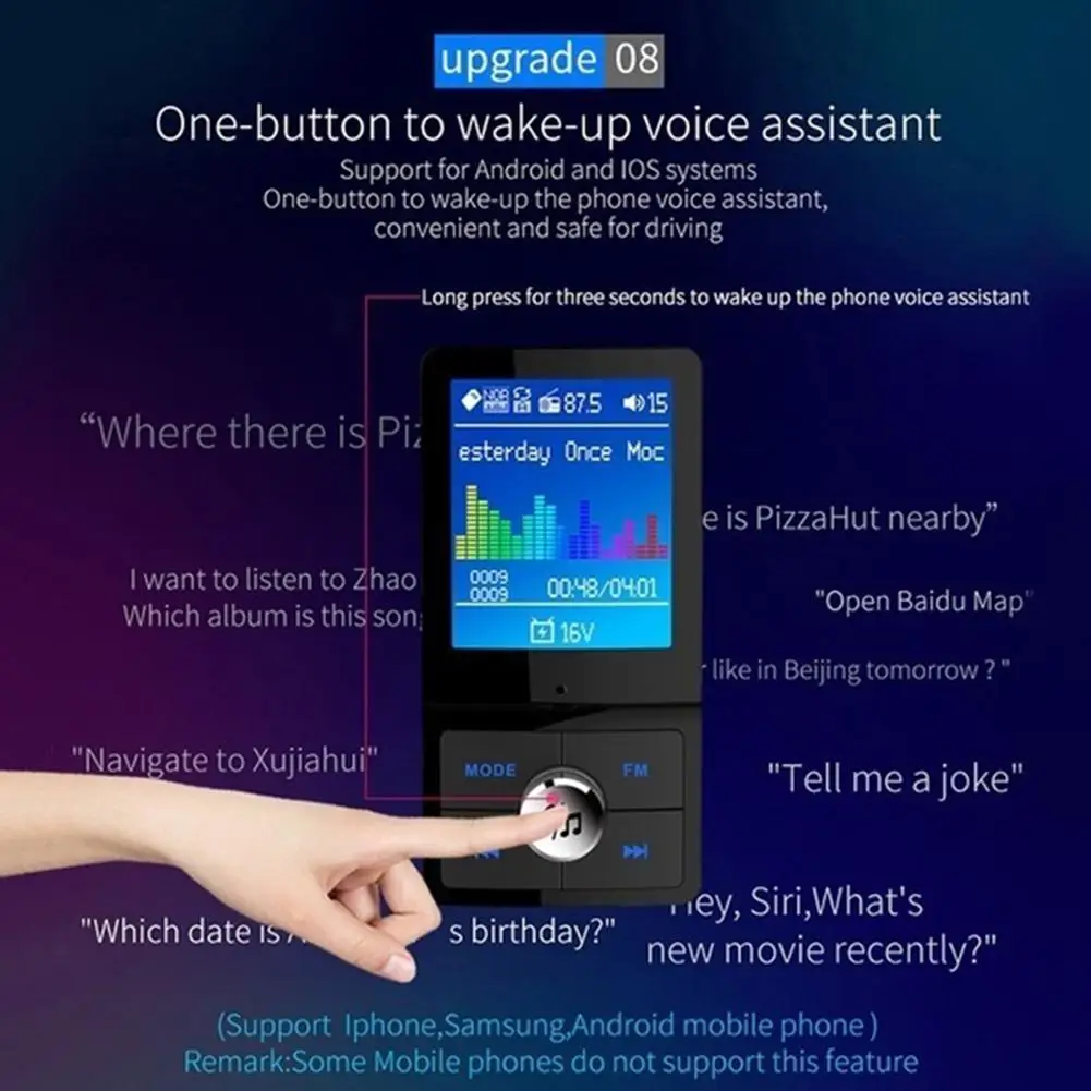 Цвет Экран FM передатчик Беспроводной автомобиля MP3 аудио Bluetooth Handsfree Car Kit с 5V 2.4A Dual USB зарядка Поддержка Siri