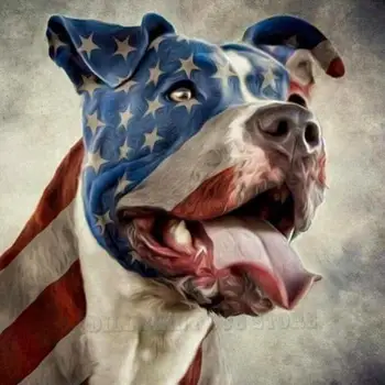 

5D DIY diamond painting pitbull with american flag Full Drill Diamond Embroidery Cross Stitch Mosaic Craft Home Decor Christmas