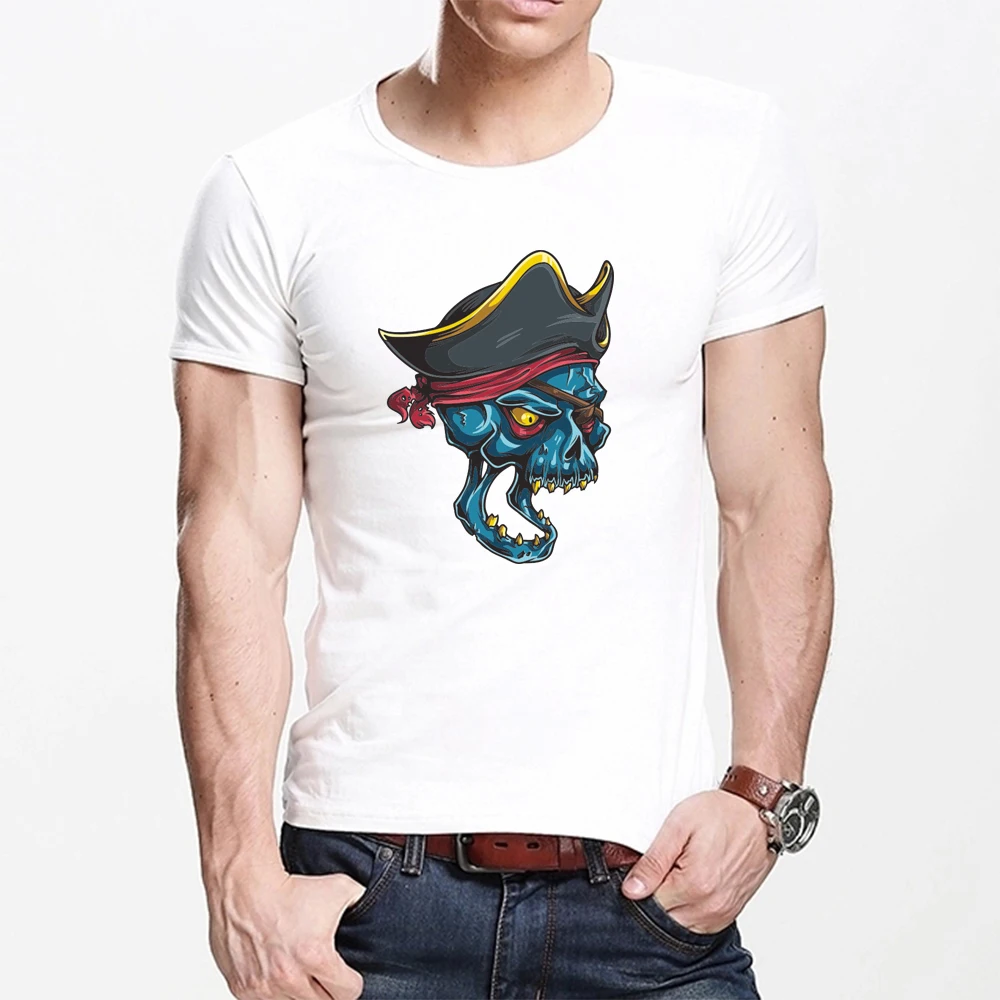 

MOUNTSHARP Summer T Shirt Men Harajuku A skull in a hat Funny Print Tee Tops Short Sleeve male T Shirt Casual male Clothes