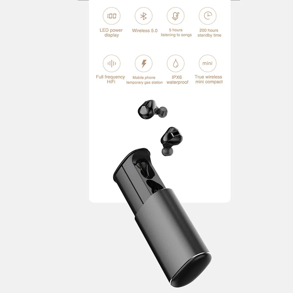 Bluetooth наушники Mini True Беспроводные спортивные наушники стерео звук наушники-вкладыши гарнитура с зарядным док-кабелем# D1