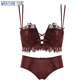 

Criss Cross Bras Anti Sagging Bra Set Wirefree Lingerie Red Push Up Lingerie Sets Female Kit Panties Women's Underwear Intimates