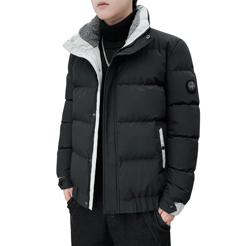 Vertical collar thickened cotton-padded coat male winter fashion coat men handsome loose down coat tide brand daily shopping