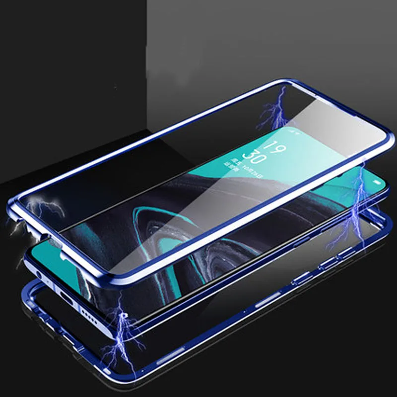 Для OPPO Reno 2Z 2F чехол 360 двухсторонний металлический магнитный стеклянный Магнитный чехол для Reno 2 Z 10X Zoom противоударный защитный чехол Fundas