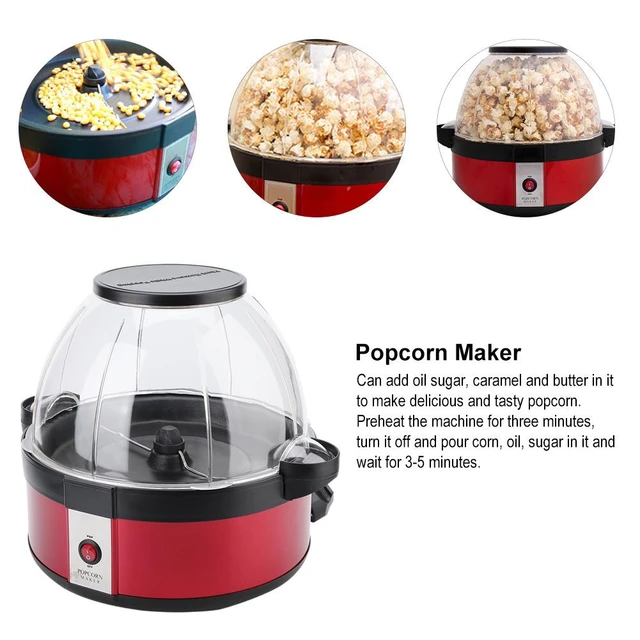 Popcorn Machine Electric Household Small Spherical Automatic Mini Popcorn  Can Add Sugar Oil Popcorn Popper