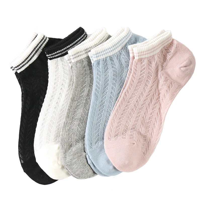 5 пар/упак. модные новые женские ультра тонкие мягкие дышащие хлопковые короткие носки WS0011