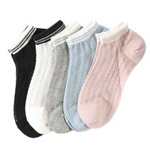 5 пар/упак. модные новые женские ультра тонкие мягкие дышащие хлопковые короткие носки WS0011