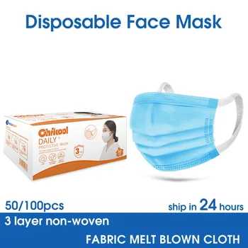

100PCS 3-layer Disposable Face and Mouth Masks for protection Disposable Dust-Proof Masks Earloops Masken Unisex Non-woven maski