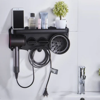 

Hair Dryer Wall Mount Holder for Dyson Supersonic Hair Dryer, Punch-Free Hair Dryer Holder Bathroom Storage Rack-Black