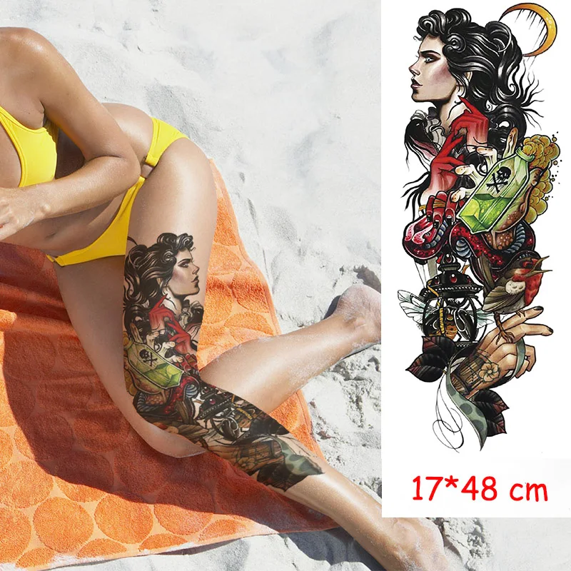 Водонепроницаемый временная татуировка Стикеры полные руки большой Иисуса тату в виде перьев Стикеры s вспышка поддельные татуировки для Для мужчин Для женщин