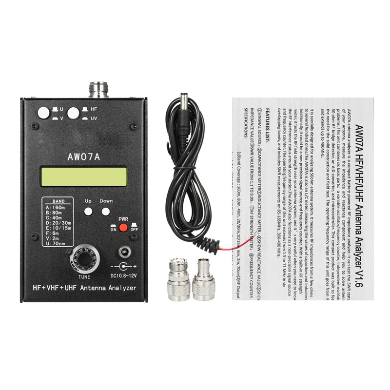 

AW07A HF/VHF/UHF 160M Impedance SWR Antenna Analyzer Meter for Ham Radio Hobbyists Durable