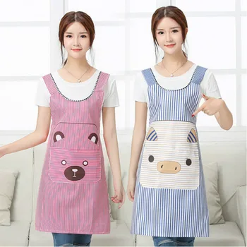 

Adult Cooking Cute Pocket Apron Korean-Style Fashion Kitchen Waterproof Sleeveless Apron Hotel Waiter Restaurant Supplies