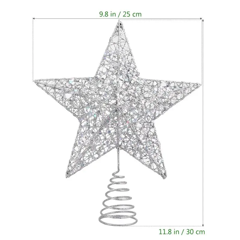 STOBOK макушка для новогодней елки звезда разноцветными огоньками для рождественской вечеринки серебряные украшения 25x30 см