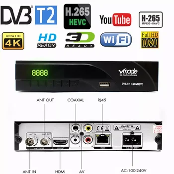 Vmade 2019 новейший DVB-T / DVB-T2 встроенный RJ45 H.265/ HEVC HD цифровой наземный приемник Поддержка Youtube M3U DVB TV Box,DVB T2 DVB T Встроенный сетевой ТВ-декодер 1000M