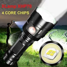 Супер мощный светодиодный фонарик Ультраяркий фонарь Xhp70 фонарик Usb Перезаряжаемый водонепроницаемый фонарь для кемпинга