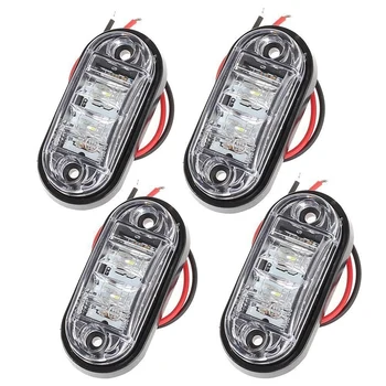 

4PCS 12V/24V White Bright LED Side Marker Lights for Car Truck Van Trailers Lorry