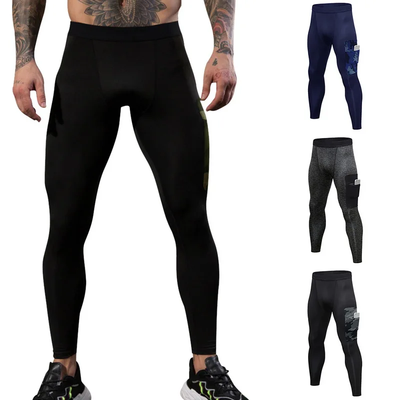 Мужские модные штаны для бега, новинка, мужские компрессионные штаны, быстросохнущие, Эластичные Обтягивающие штаны, спортивные Леггинсы для тренировок, фитнеса