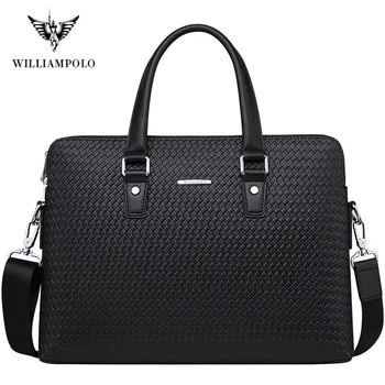 

WilliamPolo Men's Genuine Leather Briefcase Business Laptop Handbags Male Crossbody Shoulder Bag Cow Leather Notebook Briefcases