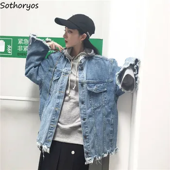 

Jackets Women Simple Korean Style High Quality Female Soft Retro Denim Loose Streetwear Womens Harajuku Clothes Leisure Lovely