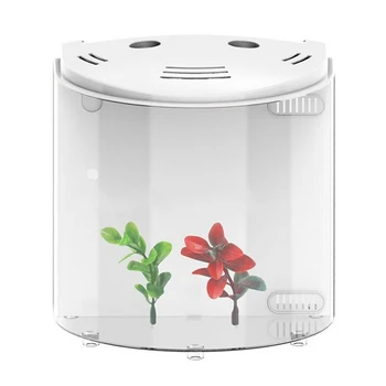 

5L USB LED Fish Tank Portable Home Decor Electronic Office Mini Aquarium Breeding Clear Acrylic Living Room 180 Degree Open