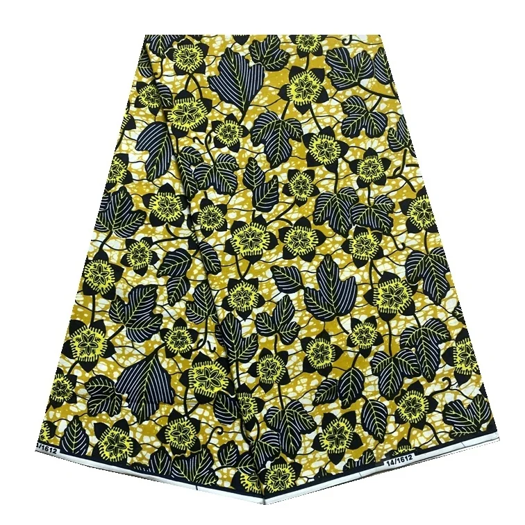 2024 Tessuto Cerato Africano Di Alta Qualità Stretch Ankara Print Brode Cotton Material Wrapper New Gold Line Pattern Per Cucire 6Yards