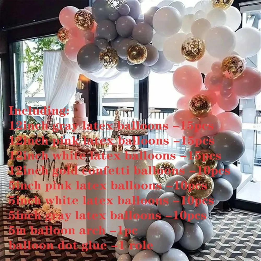 87 шт. девичник вечерние воздушные шары-гирлянды арочный Комплект свадебный душ фон девушки день рождения украшения Розовый Белый Серый воздушные шары - Цвет: set 2