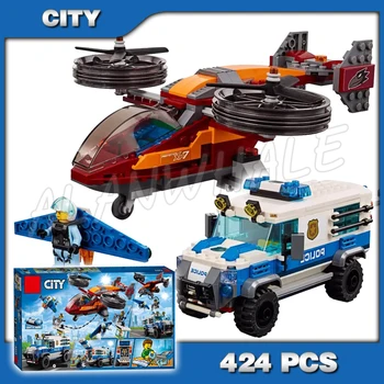 

424pcs City Arctic Sky Police Diamond Heist Winged jetpack Transporter 11209 Figure Building Blocks Boys Compatible with