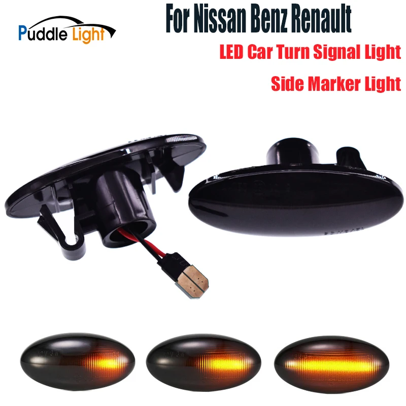 

2pieces Dynamic LED Side Marker Turn Signal Lights Amber For Benz W453 Renault KOLEOS Nissan Leaf Qashqai Dualis Juke Micra