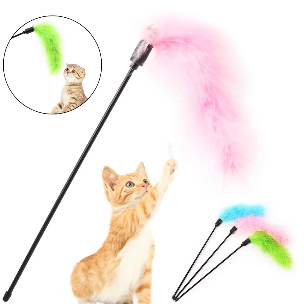 Забавный Кот Игрушка Pet интерактивная игрушка для кошек Цвет Фул перо индейки в