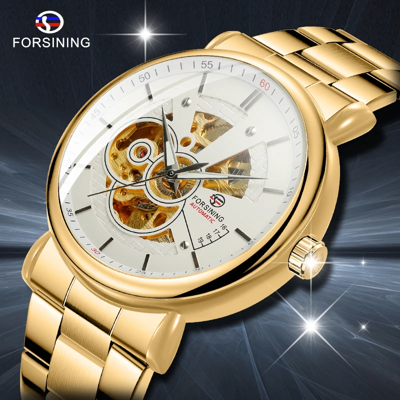 

FORSINIING Brand Luxury Men's Watches Transparent Skeleton Dial Gold Automatic Fashion Men Watch Luminous Clock erkek kol saati