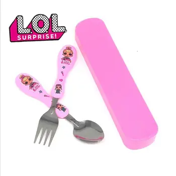 

LOL Surprise Doll Spoon and Fork Set Lunch Box Dinnerware Cartoon Student Work Children Compartment Kitchen Supplies Tableware