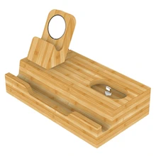 Горячая многопортовая бамбуковая зарядная подставка для мобильного телефона, планшета, зарядная подставка для часов, зарядная станция для гарнитуры(штепсельная вилка США