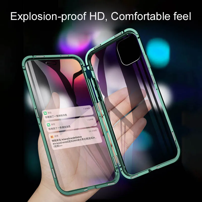 Конфиденциальный Магнитный стеклянный чехол для телефона, анти-Открытый протектор экрана для iPhone 11 Pro Max 6 7 8 Plus X XS XR, Магнитный чехол-крышка
