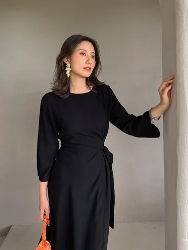 Новинка осени, женское Бандажное платье, элегантное, для зрелых женщин, рукав три четверти, Необычные платья для вечеринок, Vestidos, высокое качество - Цвет: black