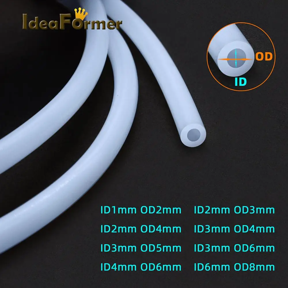 thumbnail image 1 of Tubo de PTFE de 1 m, 1 mm, 2 mm, 3 mm, 4 mm, 6 mm y 8 mm, tubo de teflón blanco para filamento de 1,75 mm/3,0 mm, piezas de impresora 3D, extrusor Bowden V5/V6, cabezal en J, 1 of 4
