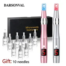 DARSONVAL USB Перезаряжаемый розовый сменный игольчатый картридж винт микро-иглы тату-машина Серебряная микроигла Дерма прокатки нано