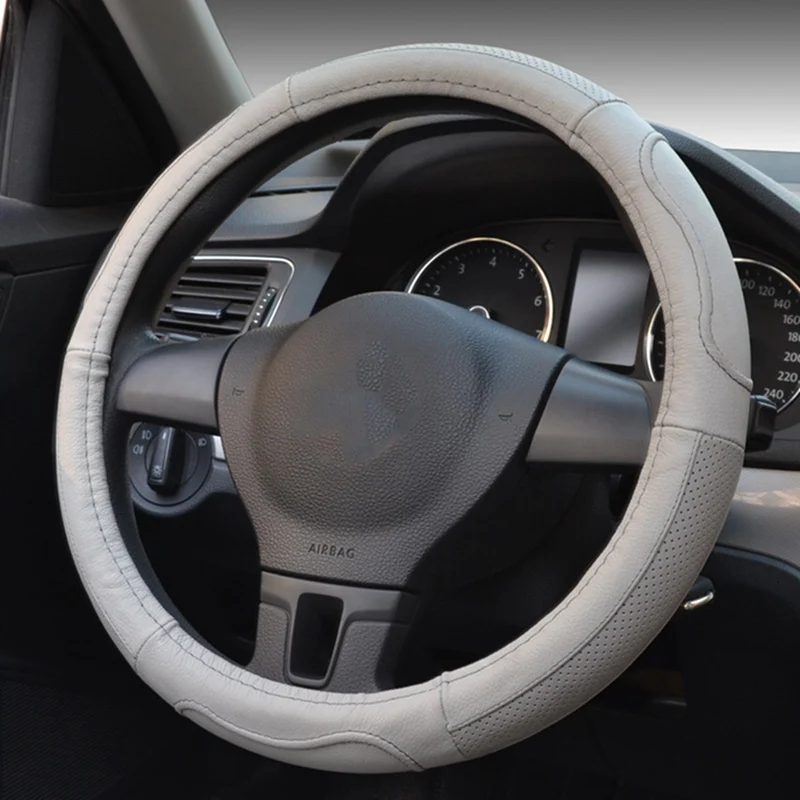 Противоскользящий Авто Кожаный Чехол рулевого колеса автомобиля для диаметром 38 см рулевого колеса автомобиля Стайлинг