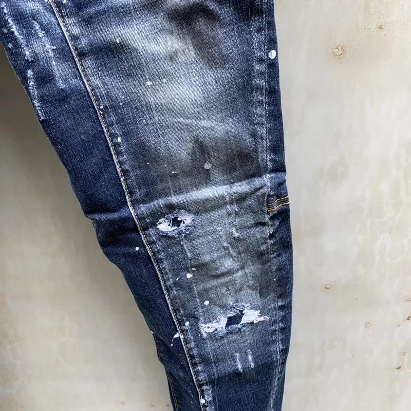 Европейские и американские dsq брендовые джинсы италия брюки мужские узкие джинсы джинсовые брюки Синие рваные узкие брюки джинсы для мужчин 905