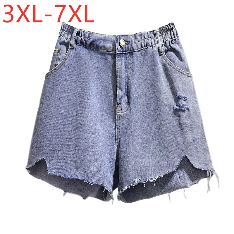 

Новинка 2021, женская летняя женская одежда, джинсовые шорты для женщин, большие хлопковые джинсовые шорты с широкими штанинами и синими дырками и карманами-