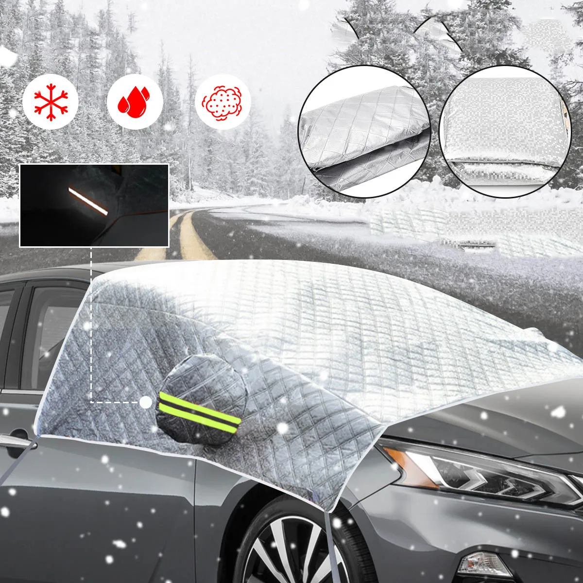 Universal Car Windshield Mirror Reflective Bar Cover Sun Shade Protector Winter Snow Ice Rain Dust Frost Guard Aluminium Film