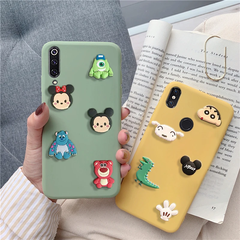 

cute 3D cartoon dinosaur mickey case for xiaomi redmi go note 5 5a 4 4x 4a pro plus prime lovely minnie matte back cover funda