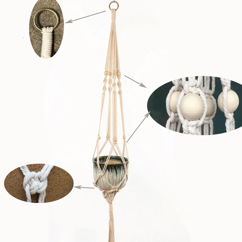 Hot sales handmade macrame plant hanger flower /pot hanger for wall decoration countyard garden