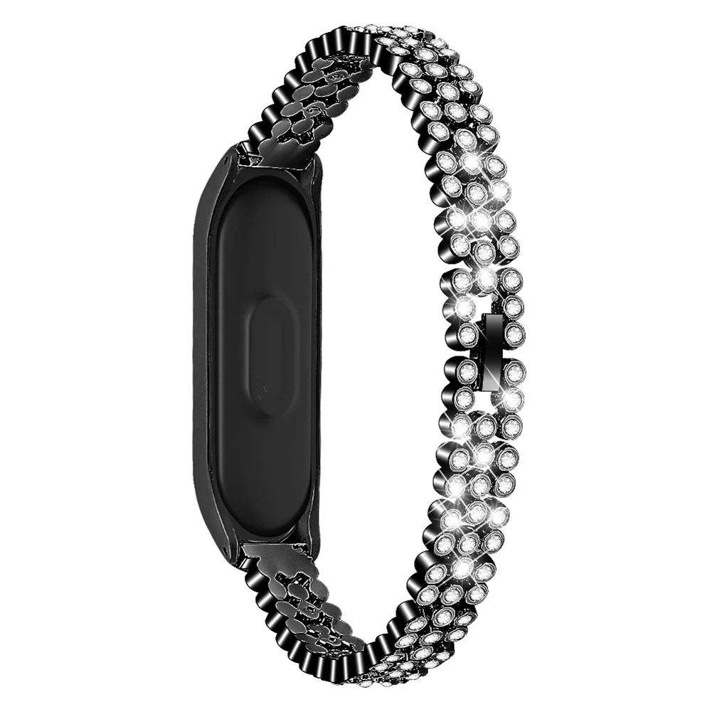 Watch Mi Band 3/4  Metal Straps Bracelet watch strap Diamond Accessories Diamond Steel Strap Zinc Alloy Table Frame
