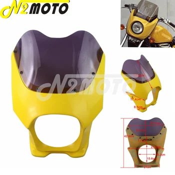 

Motorcycles Yellow 6" Cut Out Headlight Fairing Front Lamp Visor Fork Mount for Yamaha YBR125 Suzuki EN125 GSX125 Honda WH125-B