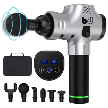 

Massage Gun Deep Muscle Massager for Pain Relief Relieving Muscle Soreness Stiffness Portable LCD Display Quiet Brushless Motor