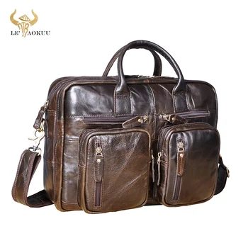

Top Quality Leather man design multi-function purpose Maletas Maletin business briefcase 15" laptop bag Tote Portfolio bag k1013